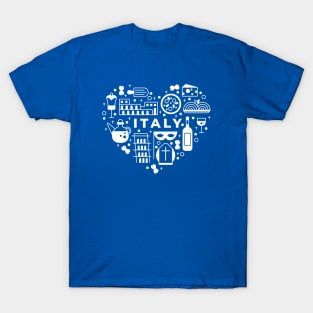 Italian Icons in a Heart Shape // Italy Pride T-Shirt